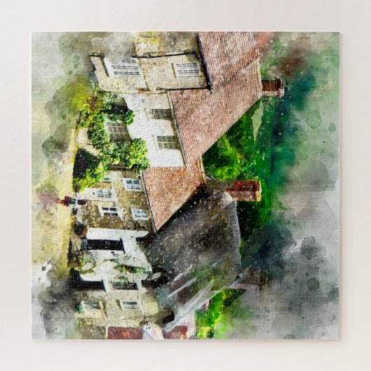 Englisch,England,Dorf,Häuser,Landschaft,Hütte Puzzle (Horizontal)