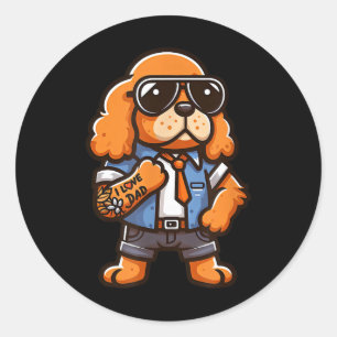 Englisch Er Spanisch I Liebe Vater Funny Dog Tatto Runder Aufkleber