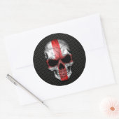 Englisch Flag Skull on Steel Mesh Graphic Runder Aufkleber (Umschlag)