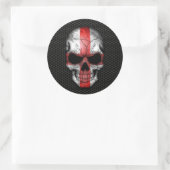 Englisch Flag Skull on Steel Mesh Graphic Runder Aufkleber (Tasche)