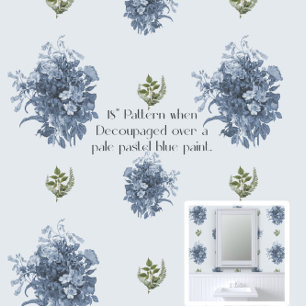 Englisch Floral Blue and White Vintag LG Decoupage Seidenpapier
