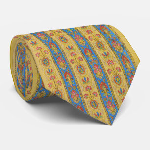 Englisch Floral Striping Gold Blue Vintag Krawatte