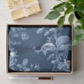 Englisch Floral Toile Navy Blue White LG Decoupage Seidenpapier (Geschenk)