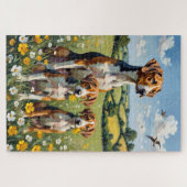 Englisch Foxhound Buttercup Wiese Kunst Puzzle (Horizontal)
