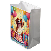 Englisch Foxhound Geburtstagsfeier Mittlere Geschenktüte (Rückseite Schrägansicht)