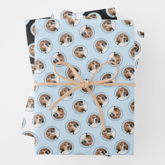 Englisch Foxhound Malerei Niedlich Original Hunde Geschenkpapier Set (Beispiel)