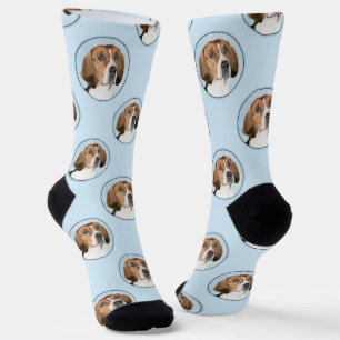 Englisch Foxhound Malerei Niedlich Original Hunde  Socken