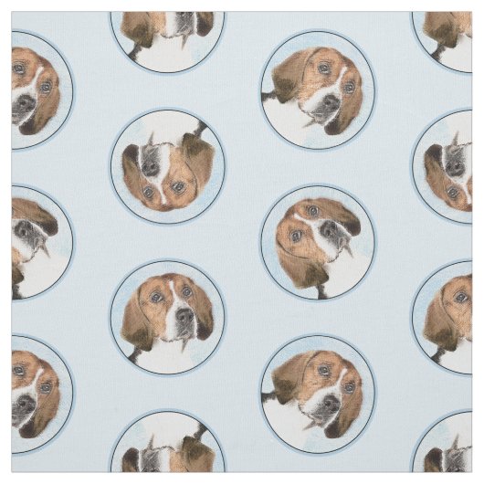 Englisch Foxhound Malerei Niedlich Original Hunde  Stoff (Muster)