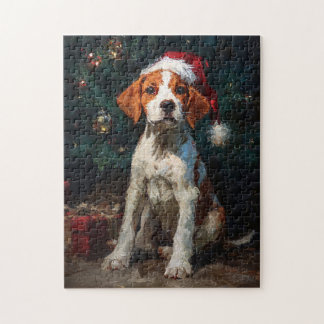 Englisch Foxhound-Welpe Weihnachtsbild Puzzle