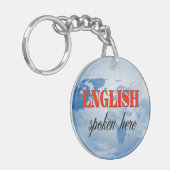 Englisch gesprochen hier bewölkte Erde Schlüsselanhänger (Vorderseite links)