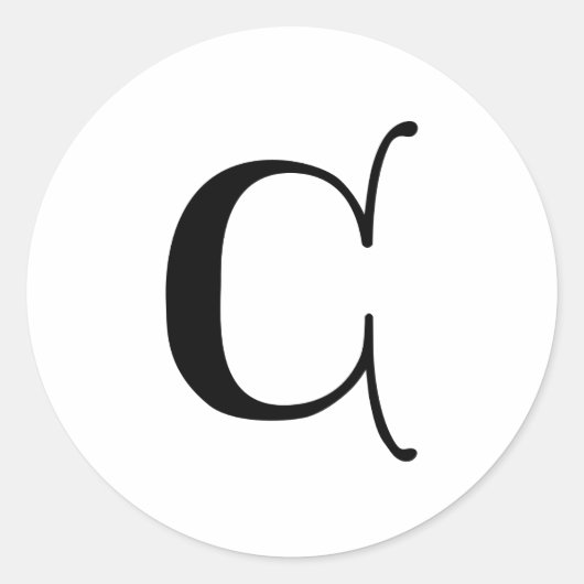Englisch Gothic Monogram Letter C Runder Aufkleber (Vorderseite)