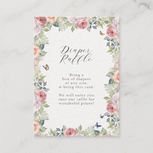 Englisch Hütte Floral Baby Girl Diaper Raffle Begleitkarte (Vorderseite)