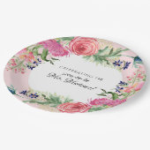 Englisch Hütte Garden Blue Pink Floral Pappteller (Schrägansicht)