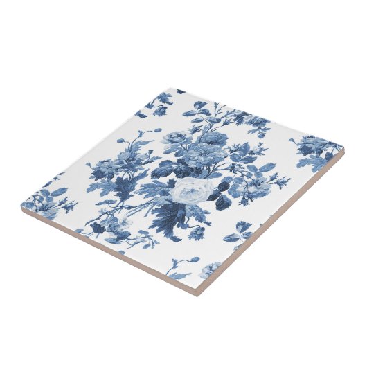 Englisch Hütte Garden Floral Blue n White Pattern Fliese (Seite)