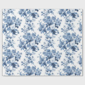 Englisch Hütte Garden Floral Blue n White Pattern Geschenkpapier (Flach)