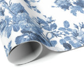 Englisch Hütte Garden Floral Blue n White Pattern Geschenkpapier (Rolleneckpunkt)