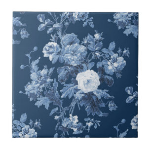 Englisch Hütte Garden Floral Navy Muster Fliese