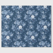 Englisch Hütte Garden Floral Navy Muster Geschenkpapier (Flach)