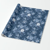 Englisch Hütte Garden Floral Navy Muster Geschenkpapier (Ungerollt)