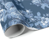 Englisch Hütte Garden Floral Navy Muster Geschenkpapier (Rolleneckpunkt)