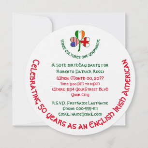 Englisch Irisch USA Shamrock Personalisierter Gebu Einladung