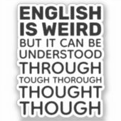 Englisch ist komisch Funny Grammar Contour Cut Aufkleber (Vorderseite)