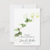 Englisch Ivy Vine Watercolor Gedächtnisbeerdigung Mitteilungskarte (Vorderseite)