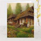 ENGLISCH LAND HÜTTE BLANK Grußkarte Karte (Gelbe Blume)