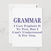 Englisch Lehrer Joke .. Erklären Sie nicht versteh Postkarte (Vorne/Hinten)