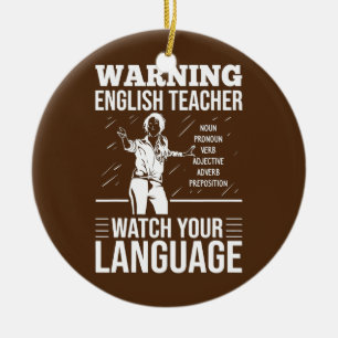 Englisch Lehrer Outfit English Grammar Schachbrett Keramik Ornament