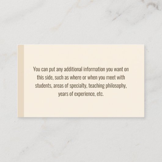 Englisch, Literatur oder Lektüre Visitenkarte (Rückseite)