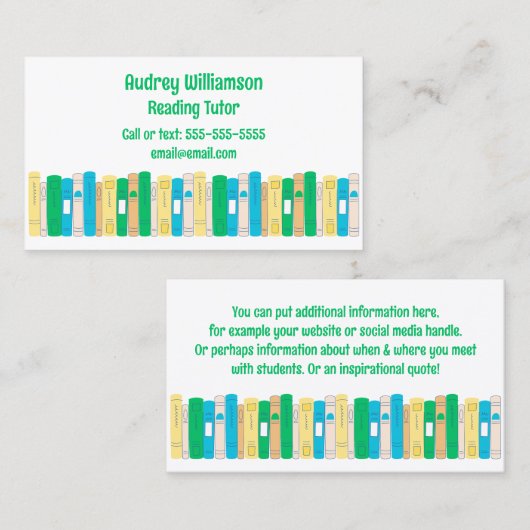 Englisch, Literatur oder Lektüre Visitenkarte (Vorne/Hinten)
