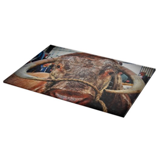 Englisch Long Horn Cow Cattle Poster Schneidebrett (Ecke)