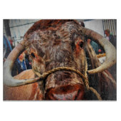 Englisch Long Horn Cow Cattle Poster Schneidebrett (Vorderseite)