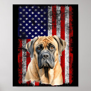 Englisch Mastiff-Hundefreund US-Flagge 4. Juli Poster
