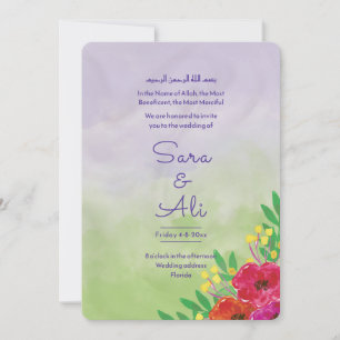 Englisch-Muslimisches Lavendel-Aquarell-Blüten Flo Save The Date
