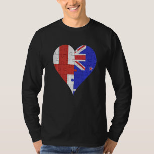 Englisch New Zealander Flag Herz T-Shirt