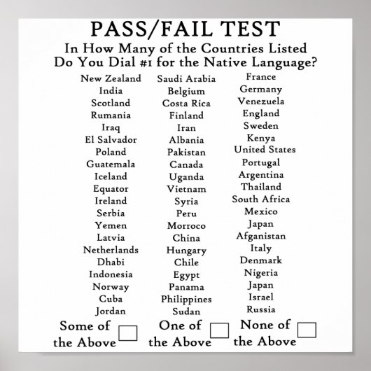 Englisch nur in den USA Poster (Vorne)