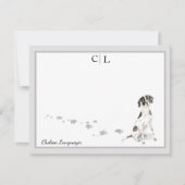 Englisch Pointer Dog Grau Border Monogram & Name Mitteilungskarte (Vorderseite)