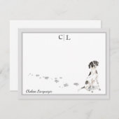 Englisch Pointer Dog Grau Border Monogram & Name Mitteilungskarte (Vorne/Hinten)