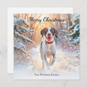 Englisch Pointer Dog Walking in Schnee Weihnachten (Vorne/Hinten)