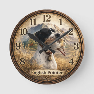 Englisch Pointer Jagd ,Chukar Rebhuhn Runde Wanduhr