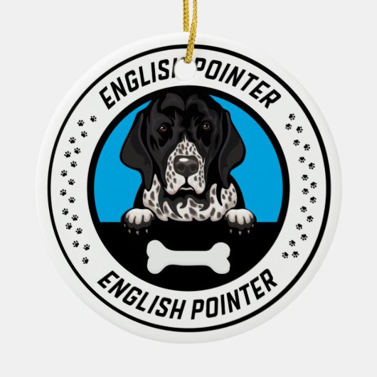 Englisch Pointer Peeking Illustration Abzeichen Keramik Ornament (Vorne)