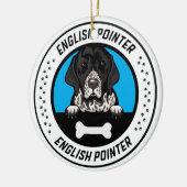 Englisch Pointer Peeking Illustration Abzeichen Keramik Ornament (Links)