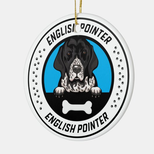 Englisch Pointer Peeking Illustration Abzeichen Keramik Ornament (Links)