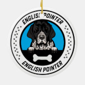 Englisch Pointer Peeking Illustration Abzeichen Keramik Ornament (Hinten)