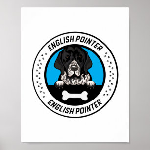 Englisch Pointer Peeking Illustration Abzeichen Poster