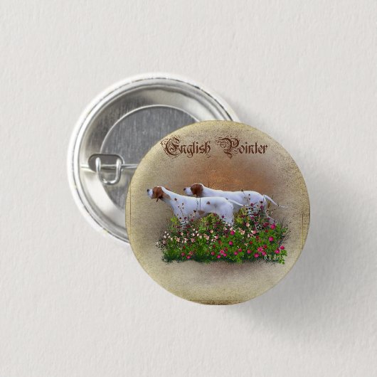 Englisch Pointer Tapestry Poster Triptych Acrylic Button (Vorne & Hinten)