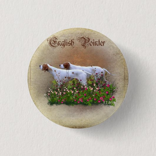 Englisch Pointer Tapestry Poster Triptych Acrylic Button (Vorderseite)