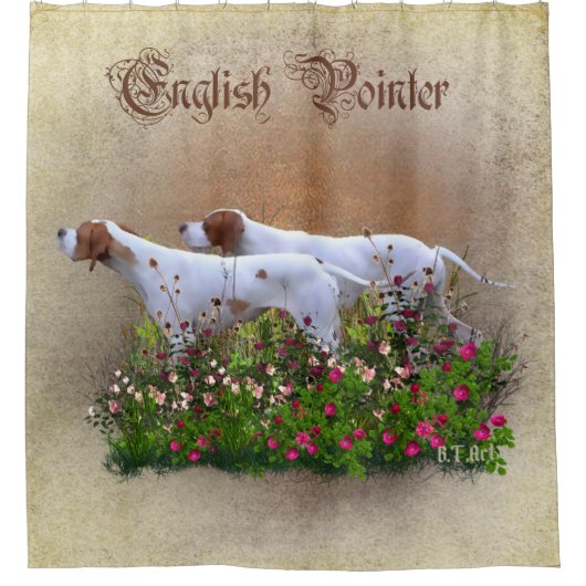 Englisch Pointer Tapestry Poster Triptych Acrylic  Duschvorhang (Vorderseite)